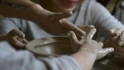 Happy Father and Son Making Pottery Stock Footage