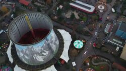 CLEAN : Germany: aerial views of a drive-in Christmas market in former power plant News Clip