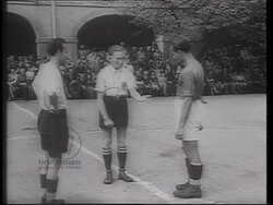 Nazi propaganda film showing a Jewish football match at Theresienstadt, 1944 Stock Footage