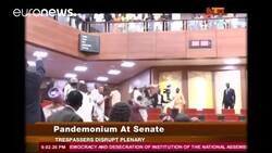 Watch: Chaos in Nigerian Senate as 'hoodlums' steal mace in packed chamber News Clip