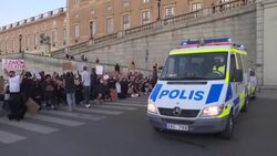CLEAN : Police use pepper spray at Black Lives Matter protesters in Stockholm News Clip