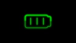 Full green battery 2d animation neon light icon Stock Footage