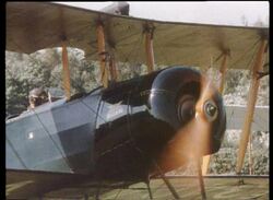 Vintage WW1 biplane in flight, 1972 Stock Footage