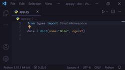The Ultimate Guide to Python Programming With Python 3.10 - SimpleNamespace Instructional Video