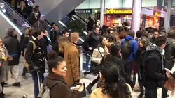 CLEAN : Passengers cram into Paris metro station amid transport strike chaos News Clip