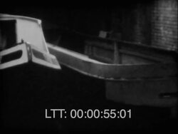Painting Canal Boat BW Stock Footage