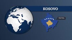 Earth Sphere Map and Kosovo Country Map with National Flag Stock Footage