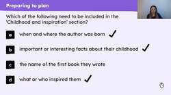 Planning the first section of an information text about an author Instructional Video