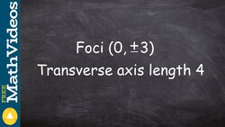 Write the equation of a hyperbola given foci and transverse axis length Instructional Video