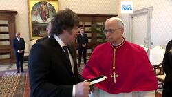Pope Leo XIV welcomes Argentine President Javier Milei at Vatican News Clip