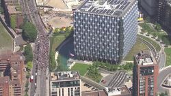 Aerials of crowds in a Black Lives Matter protest in London News Clip