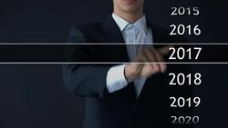 Man finds 2021 year in virtual archive, collection of statistics, annual reports Stock Footage