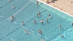 UK Heatwave - Aerials People trying to stay cool in London News Clip