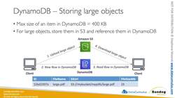 AWS Certified Data Analytics Specialty 2021 - Hands-On! - Amazon DynamoDB-Storing Large Objects Instructional Video