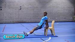 PE fitness circuit ideas › Arm Strength | Bench dips Instructional Video