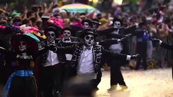 Parade of Day of the Dead in Mexico Stock Footage