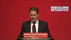 Kier Starmer saying 'nobody is ruling out remain as an option' during the Labour party conference Stock Footage