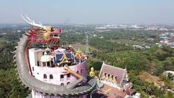Thailand's Dragon Temple: Stunning Drone Views of Wat Samphran Stock Footage