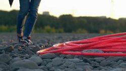 girl with Hoop in nature Stock Footage