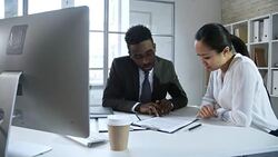 Man and Woman Smiling and Shaking Hands Stock Footage