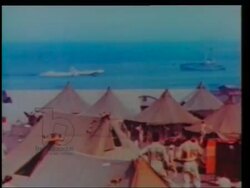 B-29 lands on water and burning B-29 bomber after crash landing, firefighters, Pacific War, 1945 Stock Footage