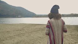 Hipster woman looking at scenic view of Mt.Fuji Stock Footage