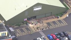 Aerials of Salt Hill Activity Centre, a new coronavirus mass testing centre News Clip