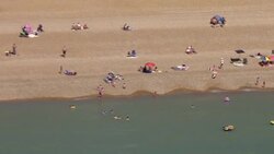 Aerials of Hastings Beach and amusement park News Clip