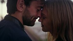 Happy couple on vacations. Old town panorama in background Stock Footage