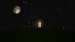 House with the Moon above Stock Footage