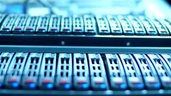 Flashing LED lights of network station Stock Footage