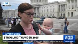 Parents and their babies demand action on family policies at 'Strolling Thunder' News Clip