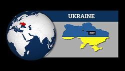 Earth Sphere Map and Ukraine Country Map with National Flag Stock Footage