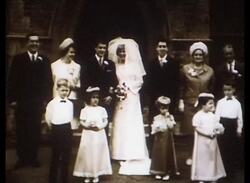 One of Our Own Kind part seven - wedding party have their photo taken in 1970, close up shots of printer ink being mixed Stock Footage