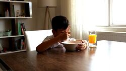 She loves cereal for breakfast, lunch and dinner Stock Footage