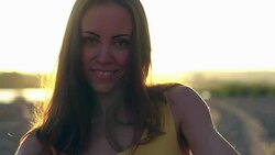 beautiful girl at sunset Stock Footage