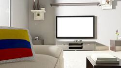 Couch and TV With Flag of Colombia Stock Footage