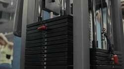 Weight falling in block machine in gym Stock Footage