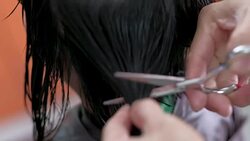 Haircut little girl Stock Footage