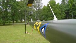 A closer look of the back propeller of the helicopter Stock Footage