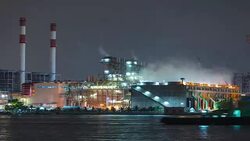 Time lapse zoom out : Stream from cooling in Power plant or Power house for electric energy concept. Stock Footage