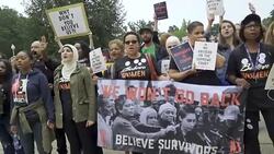 ANTI–Brett Kavanaugh – Demonstrators march on day of Kavanaugh/Ford hearing Stock Footage