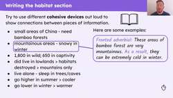 Writing further specific sections of a non-chronological report about pandas Instructional Video