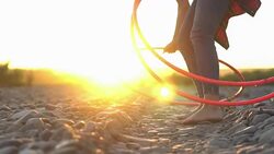 girl with Hoop in nature Stock Footage