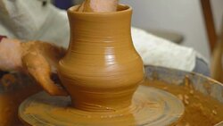 Potter makes a jug Stock Footage