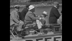 President Franklin D. Roosevelt attends rowing race in which his son is an oarsman News Clip