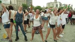 Feminist groups hold mass Women's Day marches across Chile News Clip