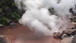 Hot spring in Beppu Oita, Japan (Geothermal Spa) Stock Footage