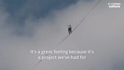 French tightrope walker stuns Rio beachgoers with daring half-kilometre performance News Clip