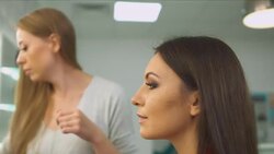 Beautiful girl in a beauty salon Stock Footage